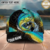 Maxcorners Fishing Olive Compass Scale Water Splash Personalized Name 3D Cap (12 Fish Species)