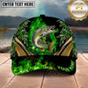 Maxcorners Fishing Green Flame Gold Accent Personalized Name 3D Shirt (13 Fish Species)