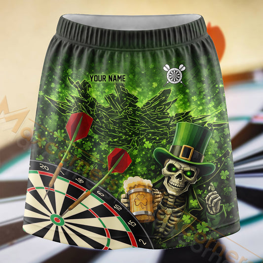 Maxcorners Darts St Patrick Leprechaun Dartboard Personalized 3D Skort, Skirts With Shorts