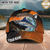 Maxcorners Fishing Orange Black Halftone Water Splash Personalized Name 3D Cap (12 Fish Species)