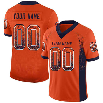 Maxcorners Custom Orange Navy-White Drift Fashion Classic Football Jersey LM2605