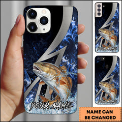 Maxcorners Redfish Fishing Blue Flame Lightning Strike Personalized Name Phone Case