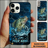 Maxcorners Futuristic Hexagon Water Splash Custom Name Fishing Phone Case