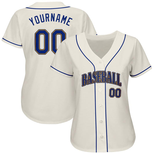 Maxcorners Custom Cream Royal-Gold Classic Authentic Baseball Jersey LM2605