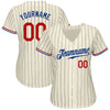 Maxcorners Custom Cream Black Pinstripe Red-Royal Authentic Baseball Jersey LM2605