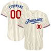 Maxcorners Custom Cream Black Pinstripe Red-Royal Authentic Baseball Jersey LM2605