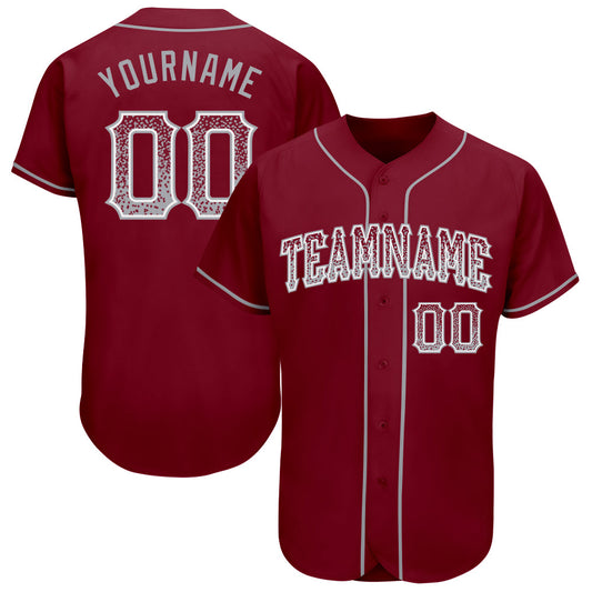 Maxcorners Custom Crimson Gray-White Authentic Drift Fashion Baseball Jersey LM2605