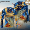 Maxcorners Fishing Blue Flame Personalized Name, Team Name Long Sleeve Shirt (9 Fish Species)