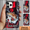 Maxcorners Fishing Red Black Abstract Lightning Splash Personalized Name Phone Case (10 Fish Species)