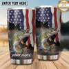 Maxcorners Fishing Tumbler Vertical American Flag Landscape Design Personalized Name Tumbler (13 Species)