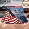 Maxcorners Fishing Epic Sunset Skeleton Angler with Dramatic Scene Personalized Name 3D Bucket Hat (13 Fish Species)