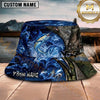 Maxcorners Fishing Blue Smoke Hook Personalized Name 3D Bucket Hat (12 Fish Species)