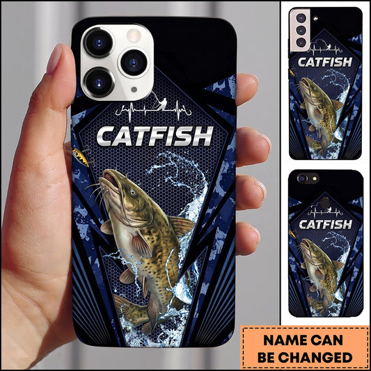 Maxcorners Dark Hexagon Water Splash Personalized Name Phone Case (13 Fish Species)