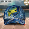 Maxcorners Fishing Ocean Scale Dynamic Splash Personalized Name 3D Cap (12 Fish Species)
