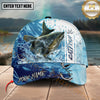 Maxcorners Fishing Blue Water Splash Hook Personalized 3D Classic Cap (12 Fish Species)