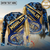 Maxcorners  Fishing Gold Stripe Personalized Name, Team Name Long Sleeve Shirt (9 Fish Species)