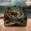 Maxcorners Fishing Woodland Camo Orange Stripe Personalized 3D Cap (12 Fish Species)