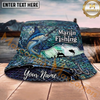 Maxcorners Fishing Blue Scale Angler Personalized Name 3D Bucket Hat (12 Fish Species)