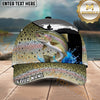 Maxcorners Fishing Green Scale Angler Silhouette Water Splash Personalized Name 3D Cap (12 Fish Species)