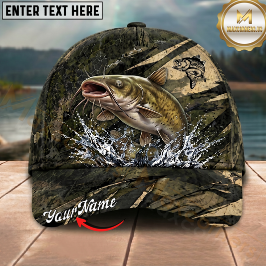 Maxcorners Fishing Camouflage Water Splash Personalized 3D Cap (12 Fish Species)