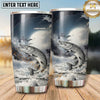 Maxcorners Fishing Tumbler Monochrome Misty Mountain Design Personalized Name Tumbler (13 Species)