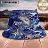 Maxcorners Fishing Deep Blue Ocean Compass Geometric Personalized 3D Bucket Hat (13 Fish Species)