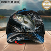 Maxcorners Fishing Black Blue Water Splash Personalized 3D Cap (12 Fish Species)