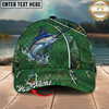 Maxcorners Fishing Green Jungle Water Texture Personalized 3D Cap (12 Fish Species)