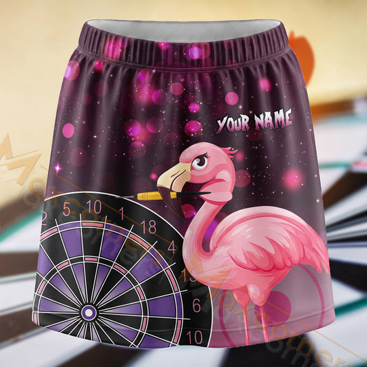 Maxcorners Darts Pink Flamingo Dartboard Personalized 3D Skort, Skirts With Shorts