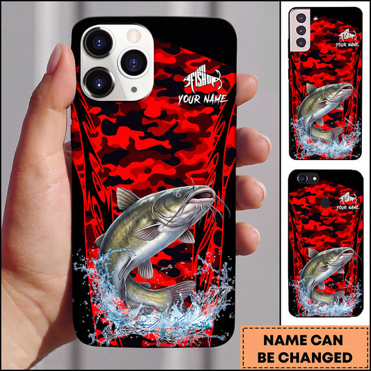 Maxcorners Red Camo Water Splash Personalized Name Phone Case (13 Fish Species)