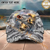 Maxcorners Fishing Gray Camo Sunset Angler Personalized Name 3D Cap (12 Fish Species)