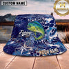 Maxcorners Fishing Deep Blue Ocean Compass Geometric Personalized 3D Bucket Hat (13 Fish Species)