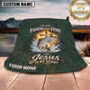 Maxcorners Fishing Sunset Fishing Scene with Bold Angler Personalized Name 3D Bucket Hat (13 Fish Species)