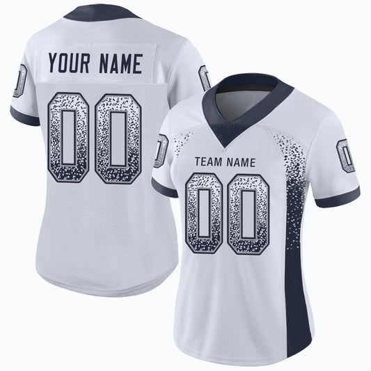 Maxcorners Custom White Navy-Gray Drift Fashion Football Jersey LM2605