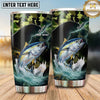 Maxcorners Fishing Tumbler Green Camouflage Moonlight Design Personalized Name Tumbler (13 Species)