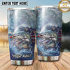 Maxcorners Fishing Tumbler Cloudy Blue Watercolor Design Personalized Name Tumbler (13 Species)