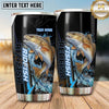 Maxcorners Fishing Tumbler Black Blue Vertical Splash Design Personalized Name Tumbler (13 Species)