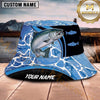 Maxcorners Fishing Blue Water Splash Fishing Design with Bold Hook Personalized Name 3D Bucket Hat (13 Fish Species)