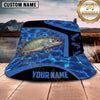 Maxcorners Fishing Green Flame Fishing with Bold Graphic Personalized Name 3D Bucket Hat (13 Fish Species)