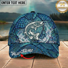 Maxcorners Fishing Blue Scale Water Texture Personalized 3D Cap (12 Fish Species)