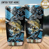 Maxcorners Fishing Tumbler Black Aqua Geometric Grunge Design Personalized Name Tumbler (13 Species)