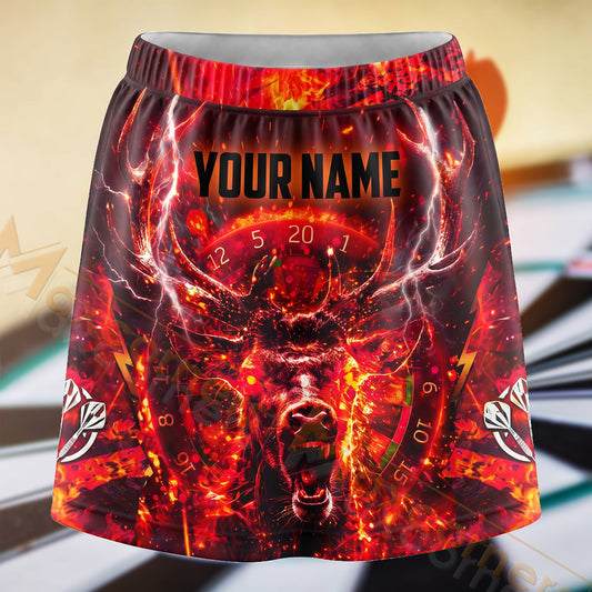 Maxcorners Darts Lava Skull Dartboard Personalized 3D Skort, Skirts With Shorts