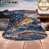 Maxcorners Fishing Patriotic Fishing Flag with Dynamic Water Personalized Name 3D Bucket Hat (13 Fish Species)