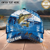 Maxcorners Fishing Blue Water Splash Personalized Name 3D Cap (12 Fish Species)