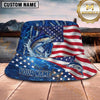 Maxcorners Fishing Patriotic American Flag Fishing with Bold Splash Personalized Name 3D Bucket Hat (13 Fish Species)