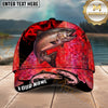 Maxcorners Fishing Red Smoke Scale Graphic Personalized Name 3D Cap (12 Fish Species)
