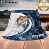 Maxcorners Fishing Blue Smoke Wave Personalized Name 3D Bucket Hat (12 Fish Species)