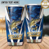 Maxcorners Fishing Tumbler Navy White Angular Chevron Design Personalized Name Tumbler (13 Species)
