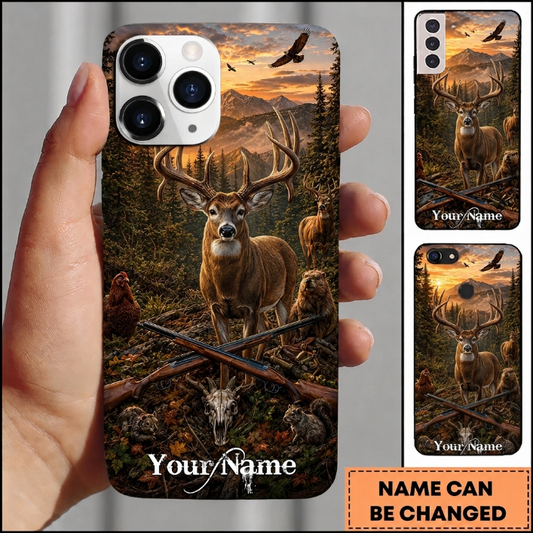 Maxcorners Hunting Wild Deer Golden Sunset Mountain Forest Customized Name Phone Case