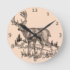 Maxcorners Deer Scene Round Clock TU3012